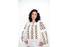 Ie damă cu mânecă lungă model simetric galben